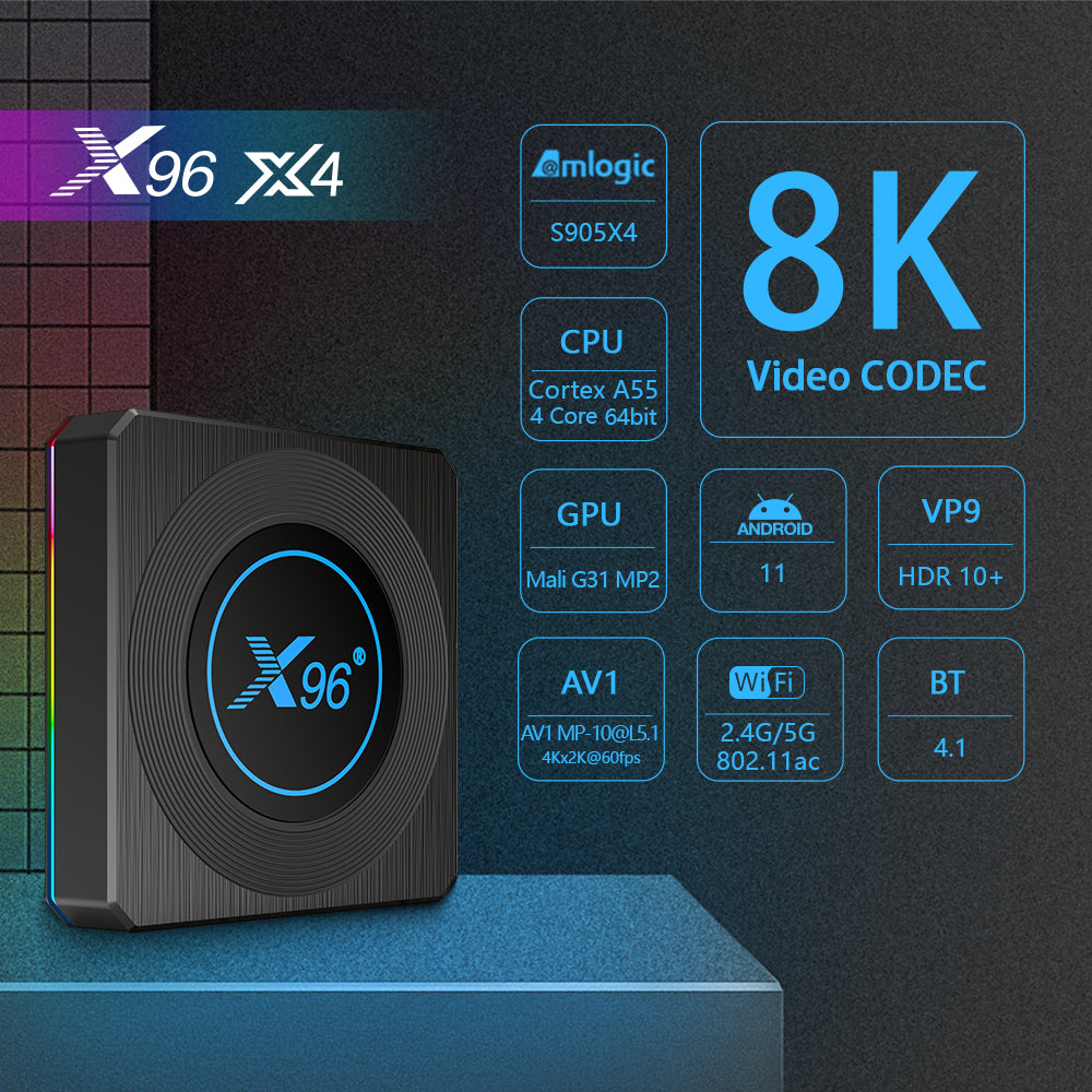 Четырехъядерный ТВ-бокс X96 X4 Amlogic S905X4