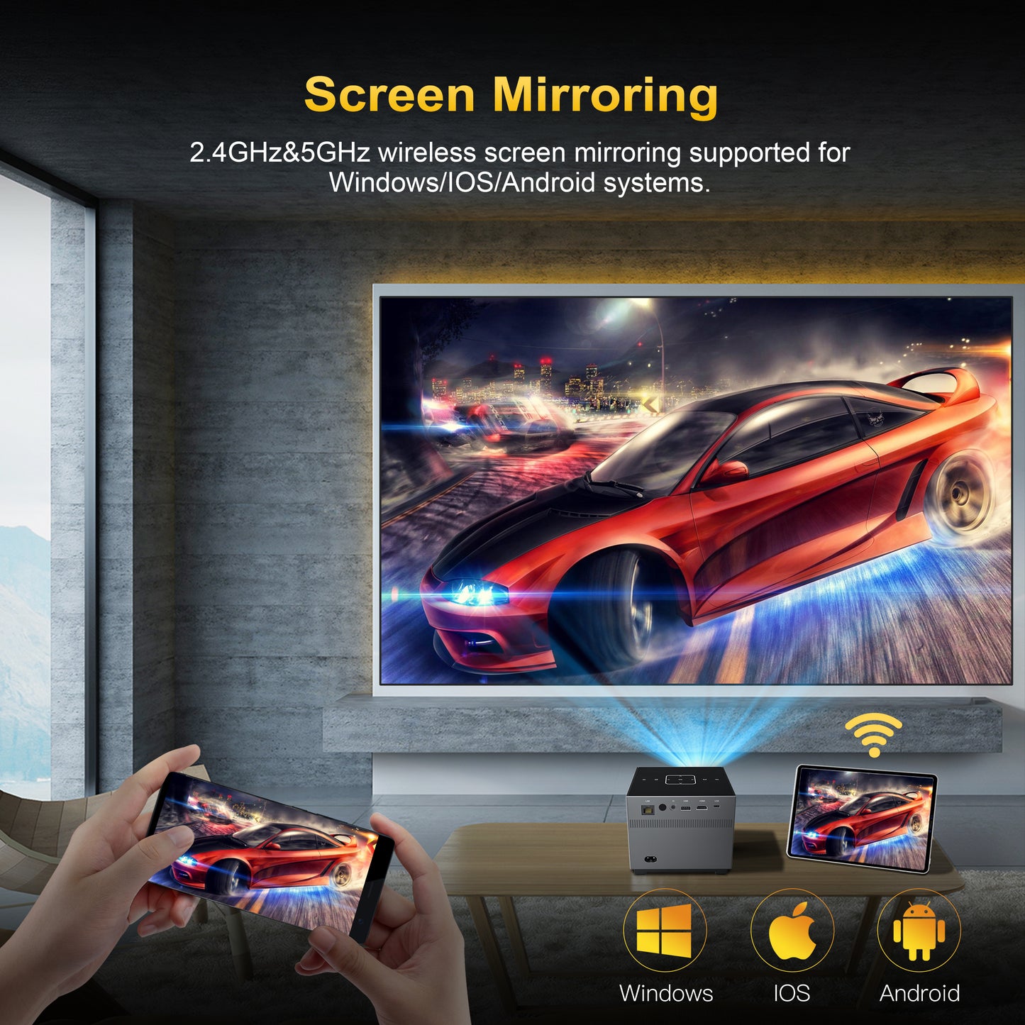 Miniproyector portátil 5G WIFI 720P Proyector doméstico