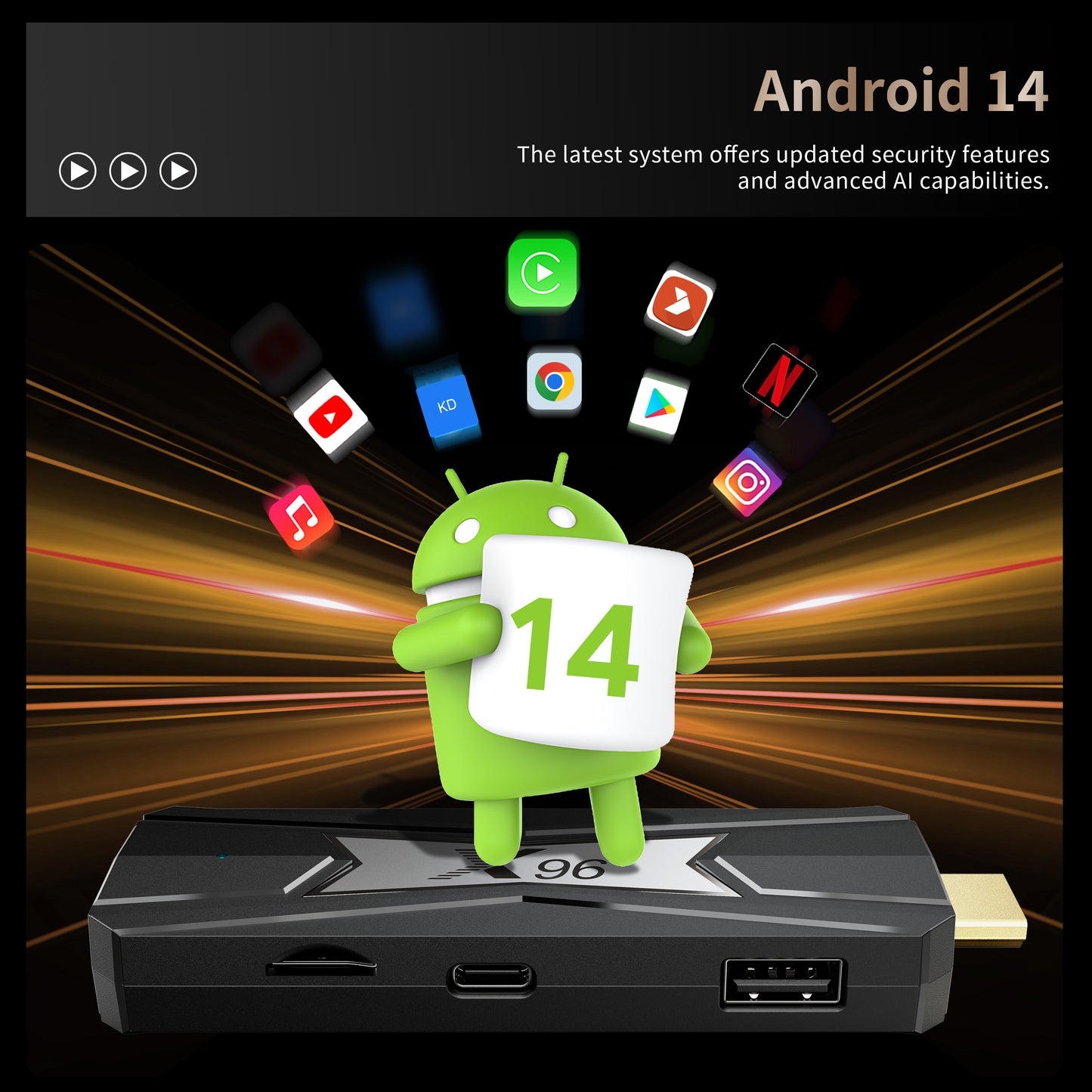 Amlogic S905X5M Android TV Stick X96 NEO Quad Core ARM Cortex A55 TV Dongle Wholesale
