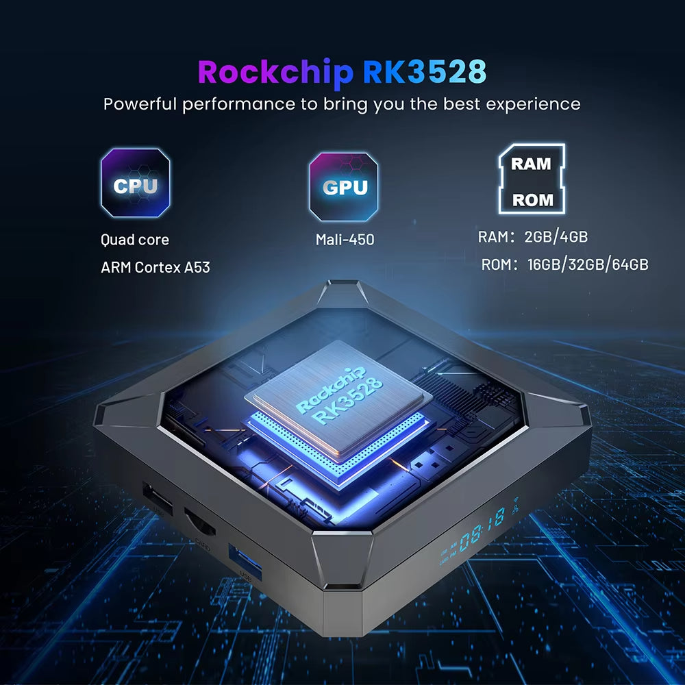 X98K Android 13 Rockchip RK3528 Четырехъядерный ТВ-бокс