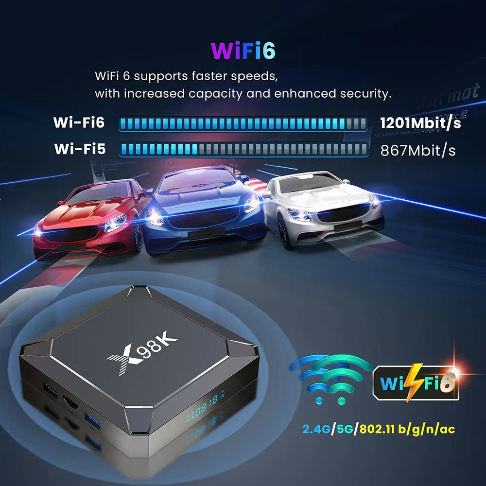 X98K Android 13 Rockchip RK3528 Четырехъядерный ТВ-бокс