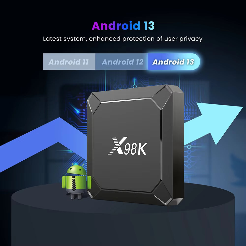 X98K Android 13 Rockchip RK3528 Четырехъядерный ТВ-бокс
