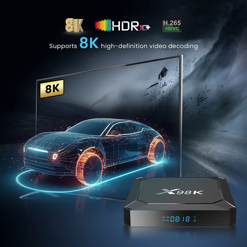 X98K Android 13 Rockchip RK3528 Четырехъядерный ТВ-бокс