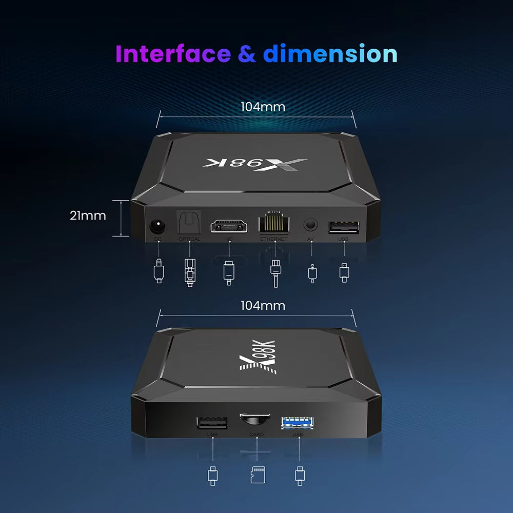 X98K Android 13 Rockchip RK3528 Четырехъядерный ТВ-бокс