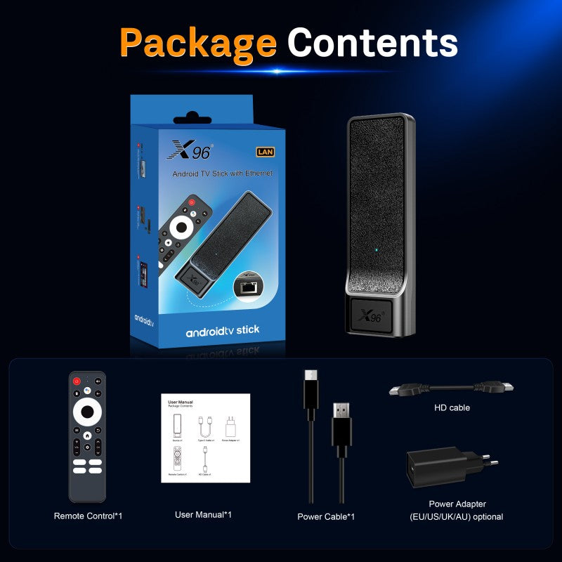X96NEO Pro Android Box TV STICK W/ Ethernet Port for IPTV, Digital Signage