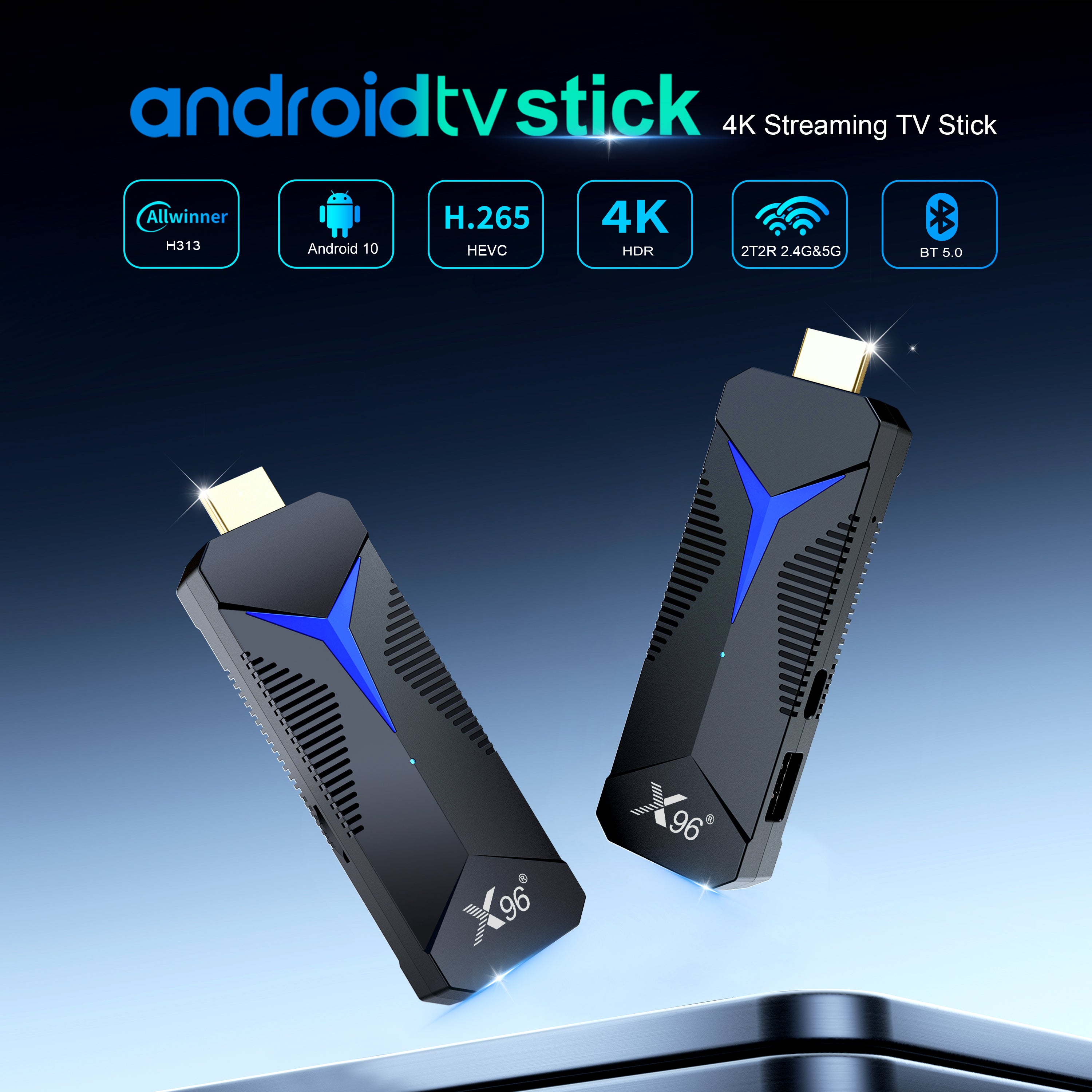 Android TV Stick 4K H313 2GB+16GB – WiFi Duale 2.4G/5G, HDR10+, Android 12, Supporto 3D E App Streaming