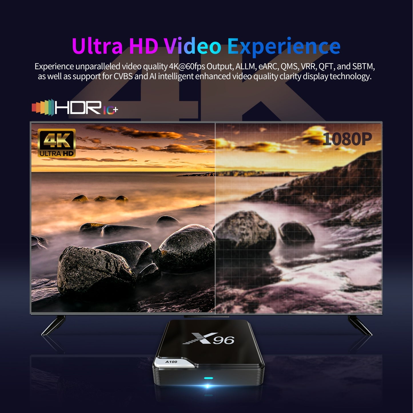 X96 A100 SET BOX Factory Amlogic S905A Android 14 2T2R WIFI 6 4K Android TV Box Big BT Rcu with Learning Function