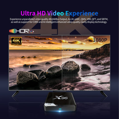 X96 A100 SET BOX Factory Amlogic S905A Android 14 2T2R WIFI 6 4K Android TV Box Big BT Rcu with Learning Function