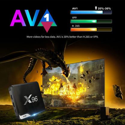 X96 A100 SET BOX Factory Amlogic S905A Android 14 2T2R WIFI 6 4K Android TV Box Big BT Rcu with Learning Function