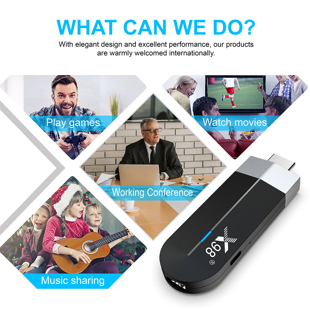 X98 S500 4K Android 11 TV Stick Amlogic S905Y4 Четырехъядерный процессор 