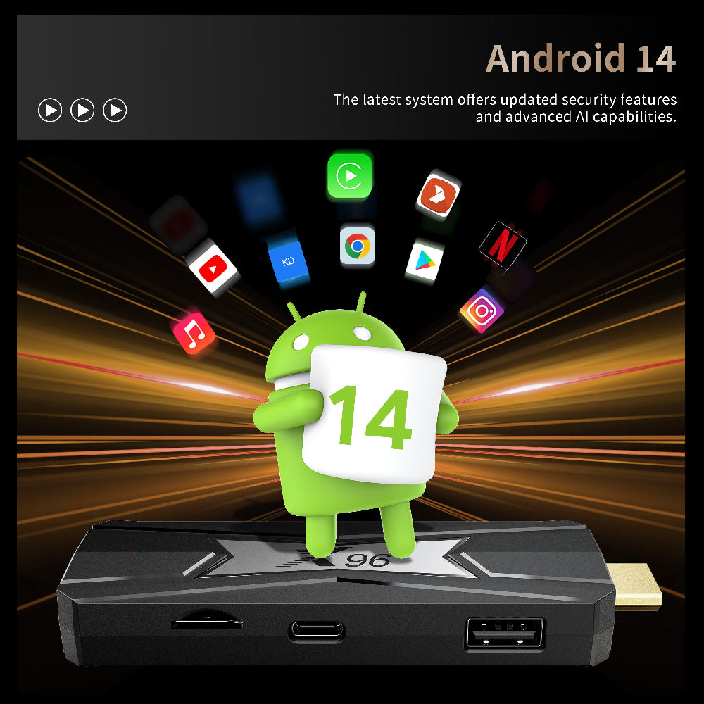 デジタルサイネージメディアプレーヤー Android 14 TVスティック X96