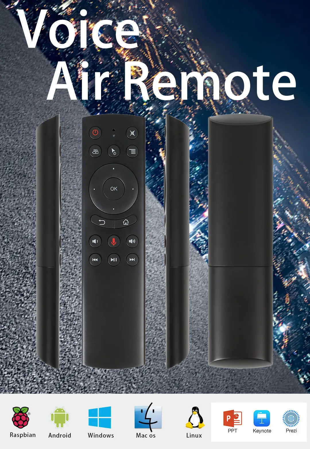 G20S Voice Remote Control Fly Air Mouse 2.4G Wireless Microphone Remote with 6 axis Gyroscope optional